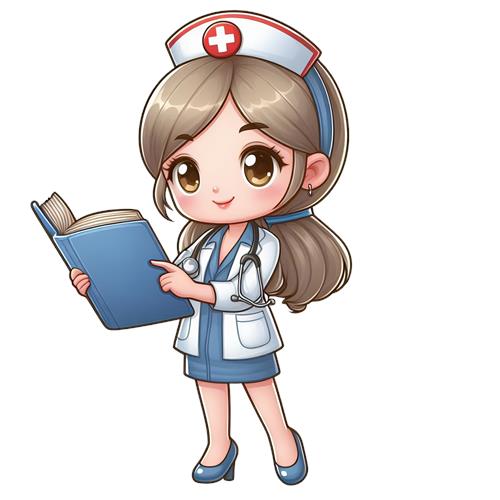 Sød sygeplejerske med bog
