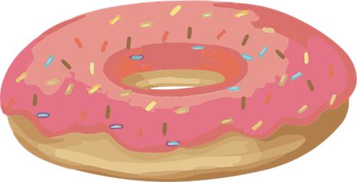 Farverig donuts med pink glasur og drys