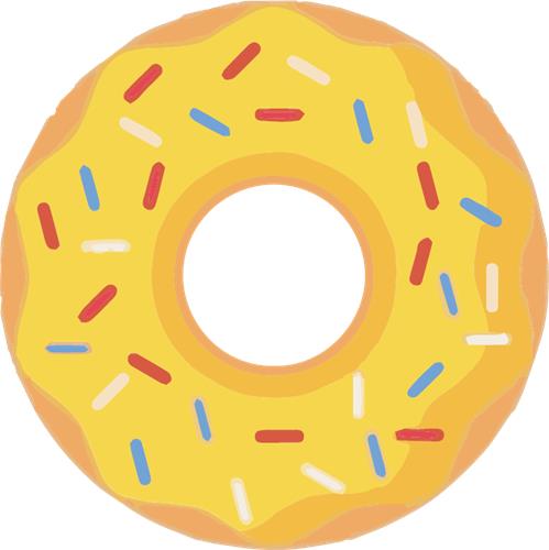 Farverig donut med glasur og drys