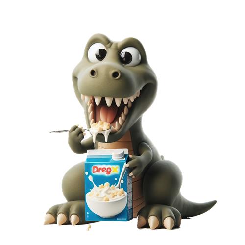 Sødt dinosaur-mål med morgenmad