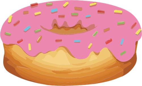 Farverig donut med glasur