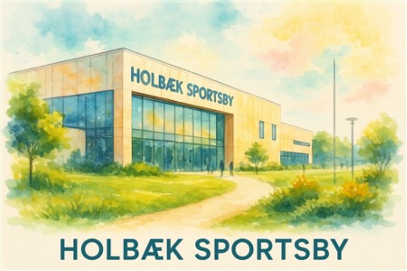Holbæk Sportsby: En Malerisk Oplevelse - Oplev den betagende skønhed af Holbæk Sportsby i denne maleriske illustration. De grønne omgivelser skaber en indbydende atmosfære, perfekt til at inspirere til bevægelse og aktivitet.