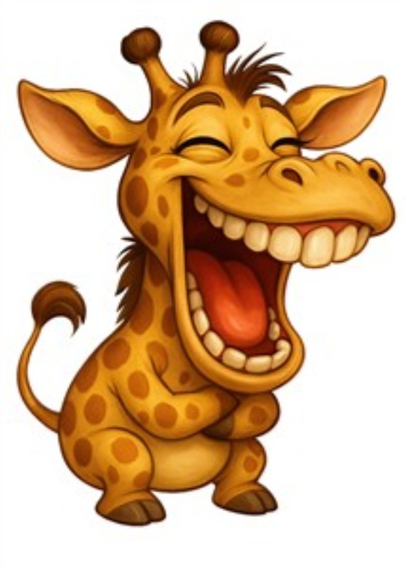 Sød giraf med smittende latter - Denne farverige giraf fanger livsglæden med sit store smil og glade øjne. Perfekt til at bringe en lystig stemning ind i hvilket som helst rum, især i børneværelset.