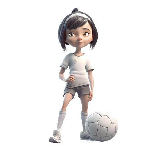 Ung fodboldspiller med bold